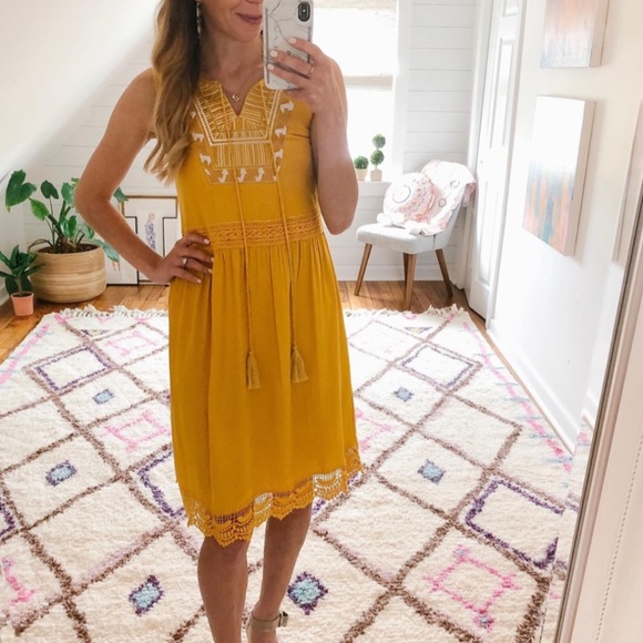 Ella Moon Dresses & Skirts - Mustard Yellow Ella Moon Boho Dress M